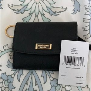 NWT kate spade card wallet with key ring black